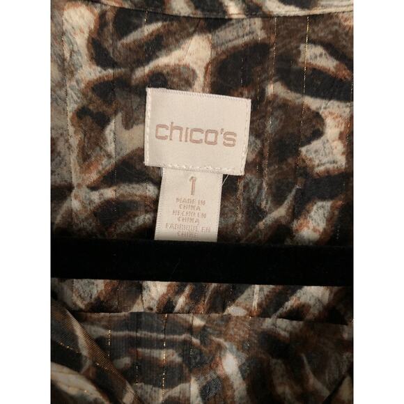Chico's Women's Size 1 (M/8) Aviana Striped Leopard Print Top - Picture 2 of 7